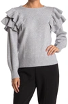 1.state Ruffled Pullover Sweater In Silver Hthr