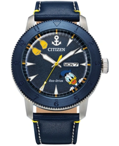 Citizen Disney By  Donald Duck Blue Leather Strap Watch 44mm