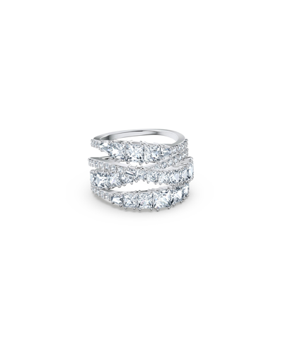 Swarovski Silver-tone Crystal Intertwined Wrap Ring