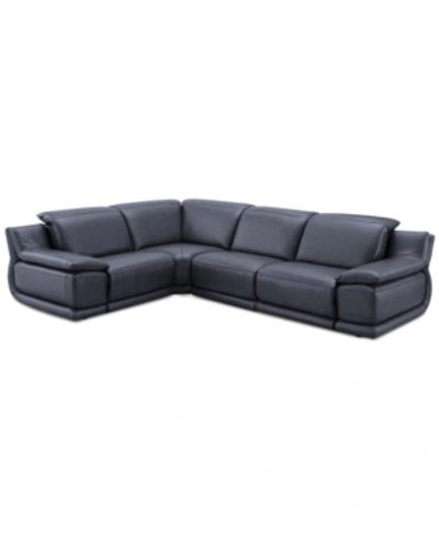 Furniture Daisley 4-pc. Leather "l" Shaped Sectional Sofa With 2 Power Recliners In Navy