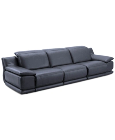 Furniture Daisley 3-pc. Leather Sofa With 2 Power Recliners In Navy