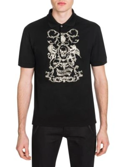 Alexander Mcqueen Skull Embroidered Polo Top In White