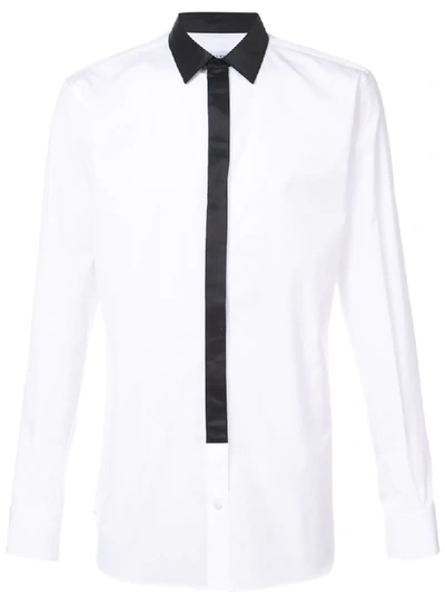 Alexander Mcqueen Contrast-collar Slim-fit Cotton Shirt In White