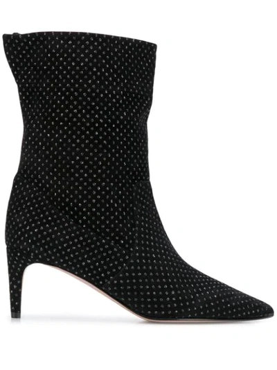 Red Valentino Embellished Ankle Boots In Black