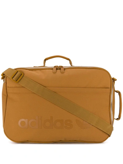 Adidas Originals Logo Print Backpack In Brown
