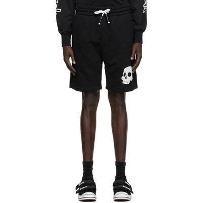 Palm Angels Skull-motif Patch Track Shorts In Black/white