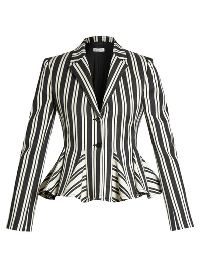 Altuzarra Clary Engineer-striped Godet Jacket, Black/white