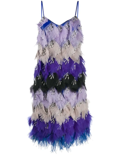 Pucci X Koché Embellished Feather Dress In Blue