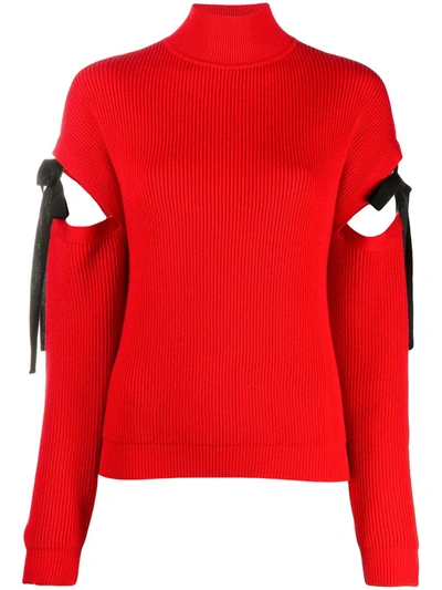 Boutique Moschino Cutout Mock Neck Jumper In Red