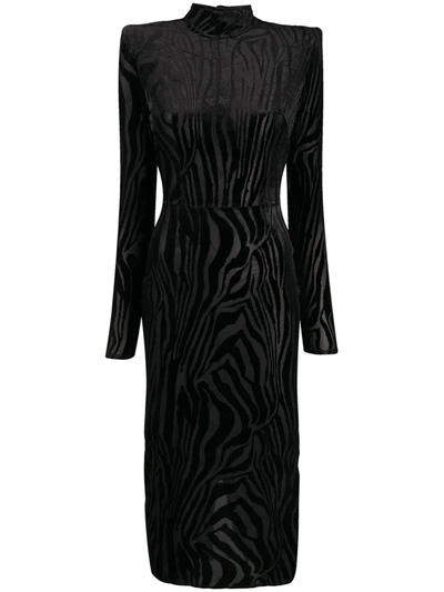 Alex Perry Hadley Fitted Midi Dress In Black