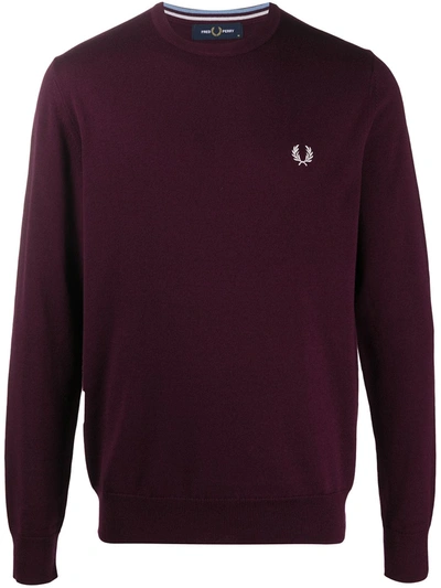 Fred Perry Embroidered Logo Cotton Sweatshirt In Purple