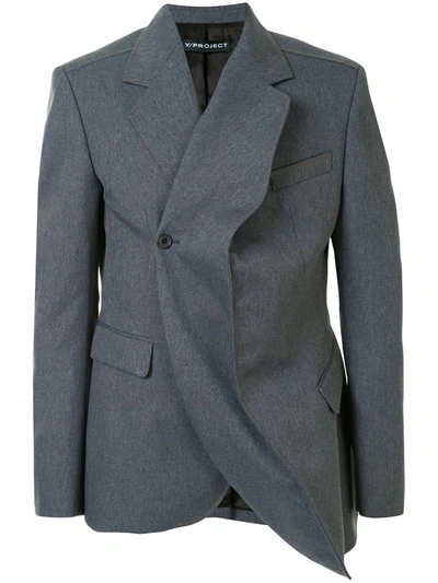 Y/project Asymmetric Wrap Blazer In Blue