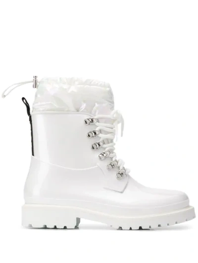 Moncler Galaxite Lace-up Rain Boots In White