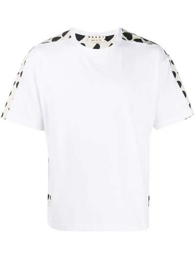 Marni Heart-print Panelled Cotton T-shirt In White