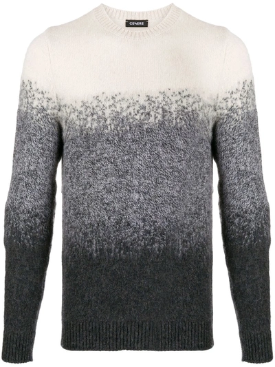 Cenere Crew-neck Ombré Jumper In Grey