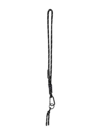 Y-3 Adjustable Cotton Tag Key Chain In Black