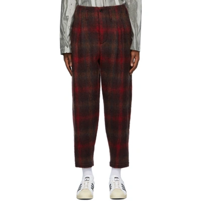 Nicholas Daley Check Pattern Relaxed Fit Trousers In Red