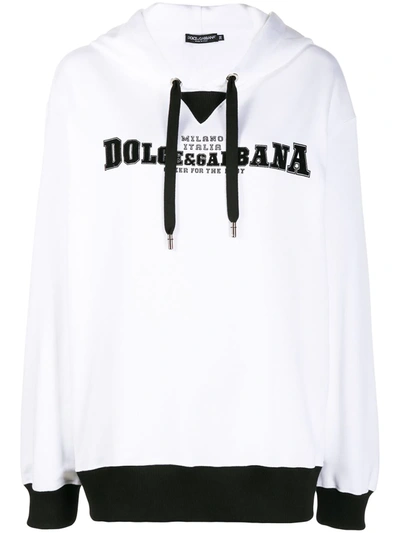 Dolce & Gabbana Logo Print Hoodie In White