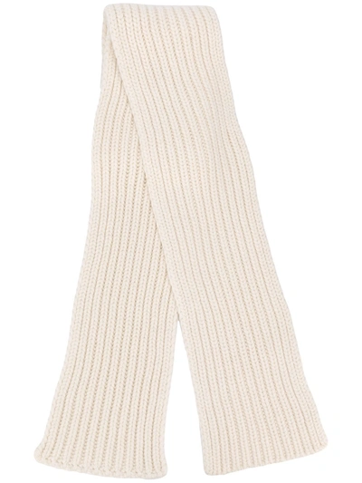 Agnona Rib Knit Scarf In White