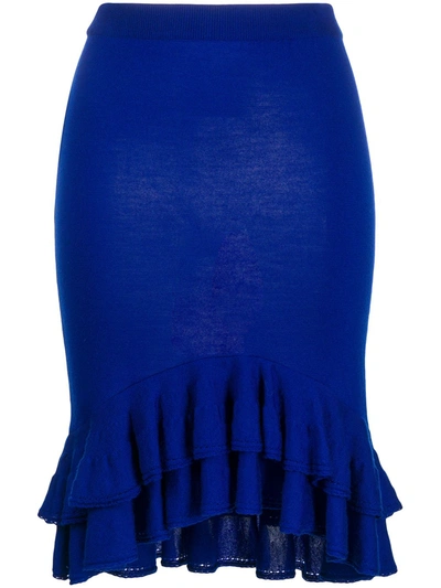 Moschino Ruffle Hem Skirt In Blue