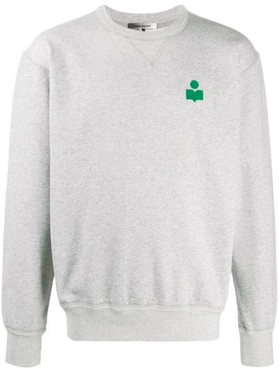 Isabel Marant Mike Logo-flocked Cotton-blend Jersey Sweatshirt In Grey