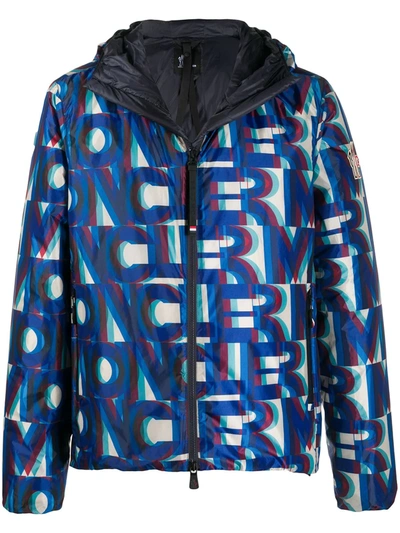 Moncler Cillian Packable Logo-print Hooded Micro-ripstop Down Ski Jacket In Blue