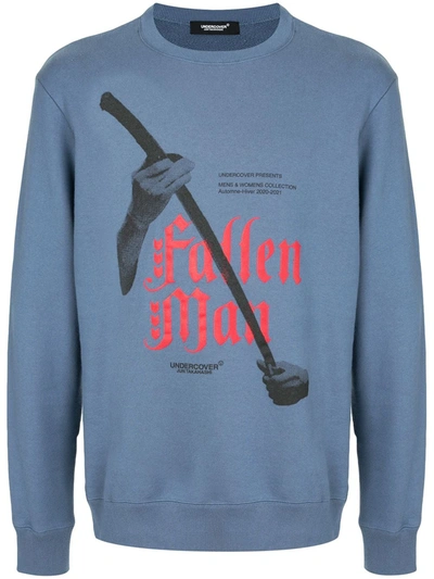 Undercover Fallen Man Printed Loopback Cotton-jersey Sweatshirt In Blue