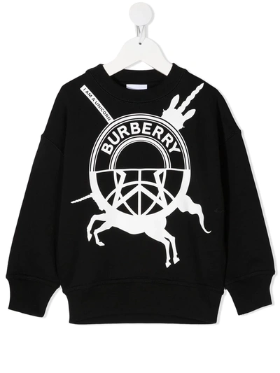 Burberry Kids' Logo Mash-up Graphic Sweatshirt In Black