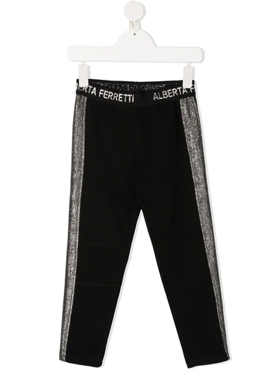 Alberta Ferretti Teen Logo Waistband Track Trousers In Black