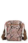 Mz Wallace Metro Crossbody Bag In Brown Snake