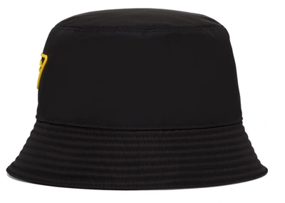 Pre-owned Prada Nylon Bucket Hat Black/yellow