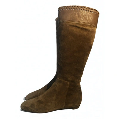 Pre-owned Sergio Rossi Western Boots In Camel