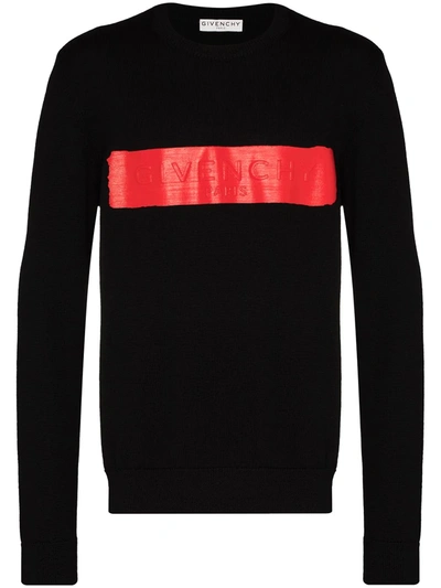 Givenchy Logo-band Crew-neck Jumper In Black