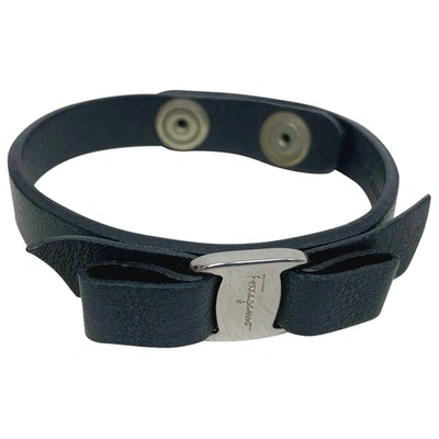 Pre-owned Ferragamo Leather Bracelet In Black