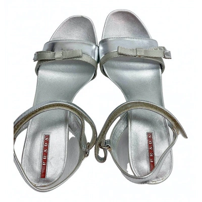 Pre-owned Prada Leather Sandal In Silver