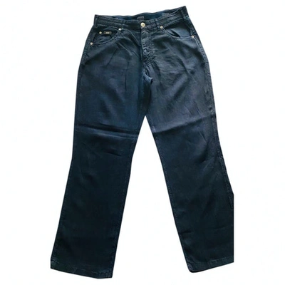 Pre-owned Armani Collezioni Linen Trousers In Blue