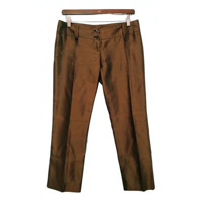 Pre-owned Patrizia Pepe Silk Trousers In Brown