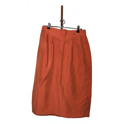 Pre-owned Etienne Aigner Silk Skirt In Orange