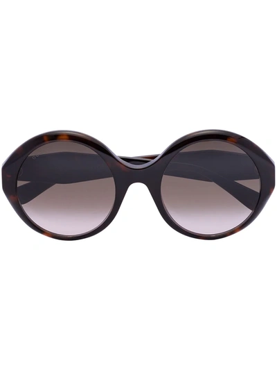 Gucci Havana Tortoiseshell Round-frame Sunglasses In Brown