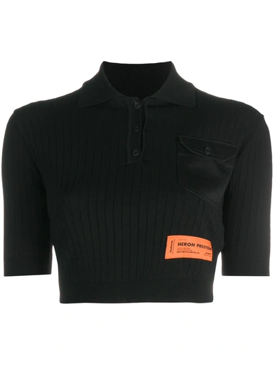 Heron Preston Short Sleeve Polo T-shirt In Black