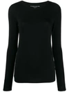 Majestic Long Sleeved Round-neck Top In Black