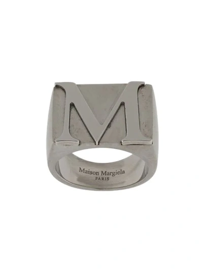 Maison Margiela Logo Motif Ring In Silver