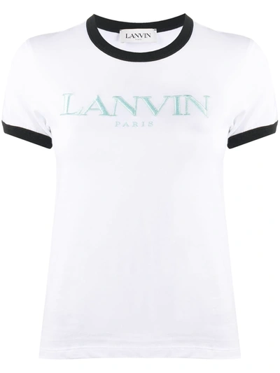 Lanvin Logo-embroidered Short-sleeve T-shirt In White