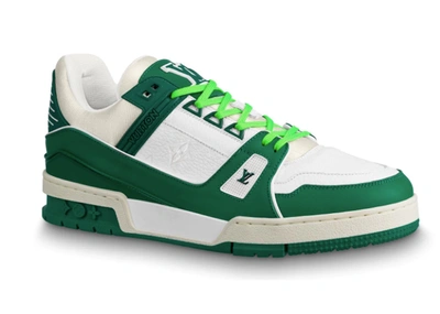 Pre-owned Louis Vuitton  Lv Trainer Green In Green/white