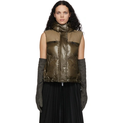 Sacai Cropped Two Tone Tech Puffer Vest In 515 Khkbge