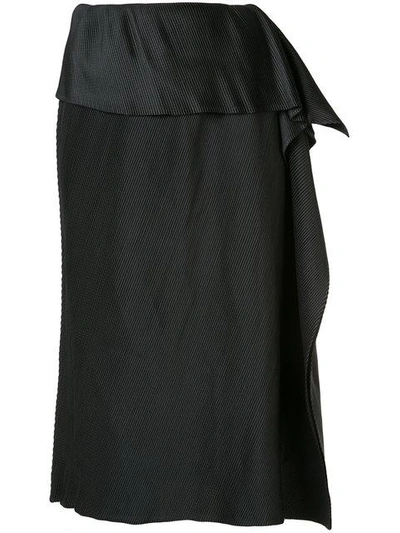 Issey Miyake Draped Detail Pleated Skirt In Black
