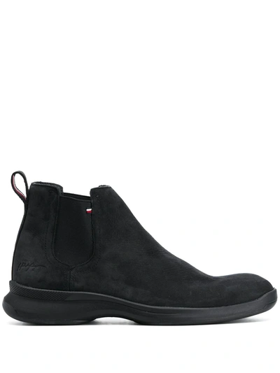 Tommy Hilfiger Hybrid Suede Chelsea Boots In Black