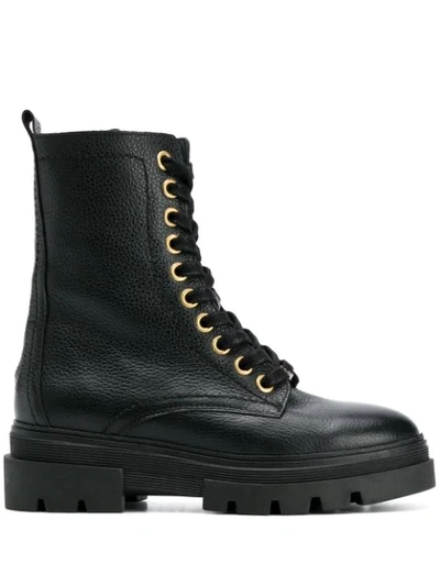 Tommy Hilfiger Chunky Combat Boots In Black