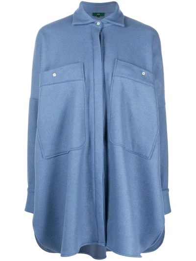 Jejia Oversize-pocket Longline Flannel Shirt In Blue