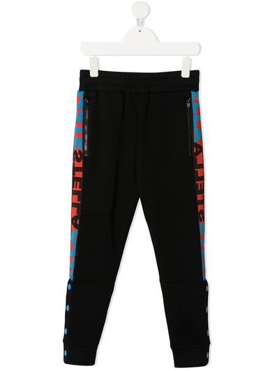 Stella Mccartney Teen Logo-stripe Track Trousers In Black